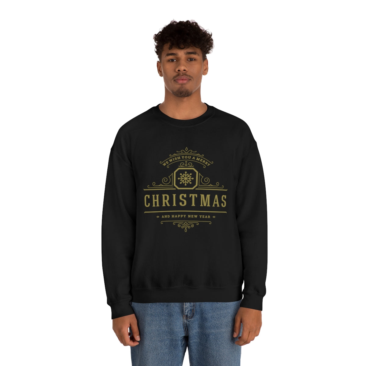 Wish You a Merry Christmas Snowflake Gold Sweatshirt