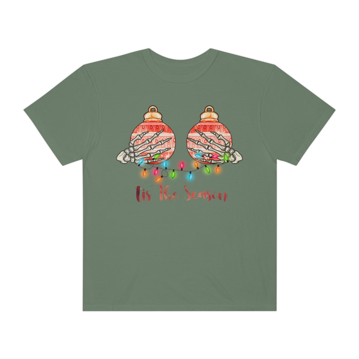 Tis the Season Christmas Ornaments on Breasts Holiday Tshirt