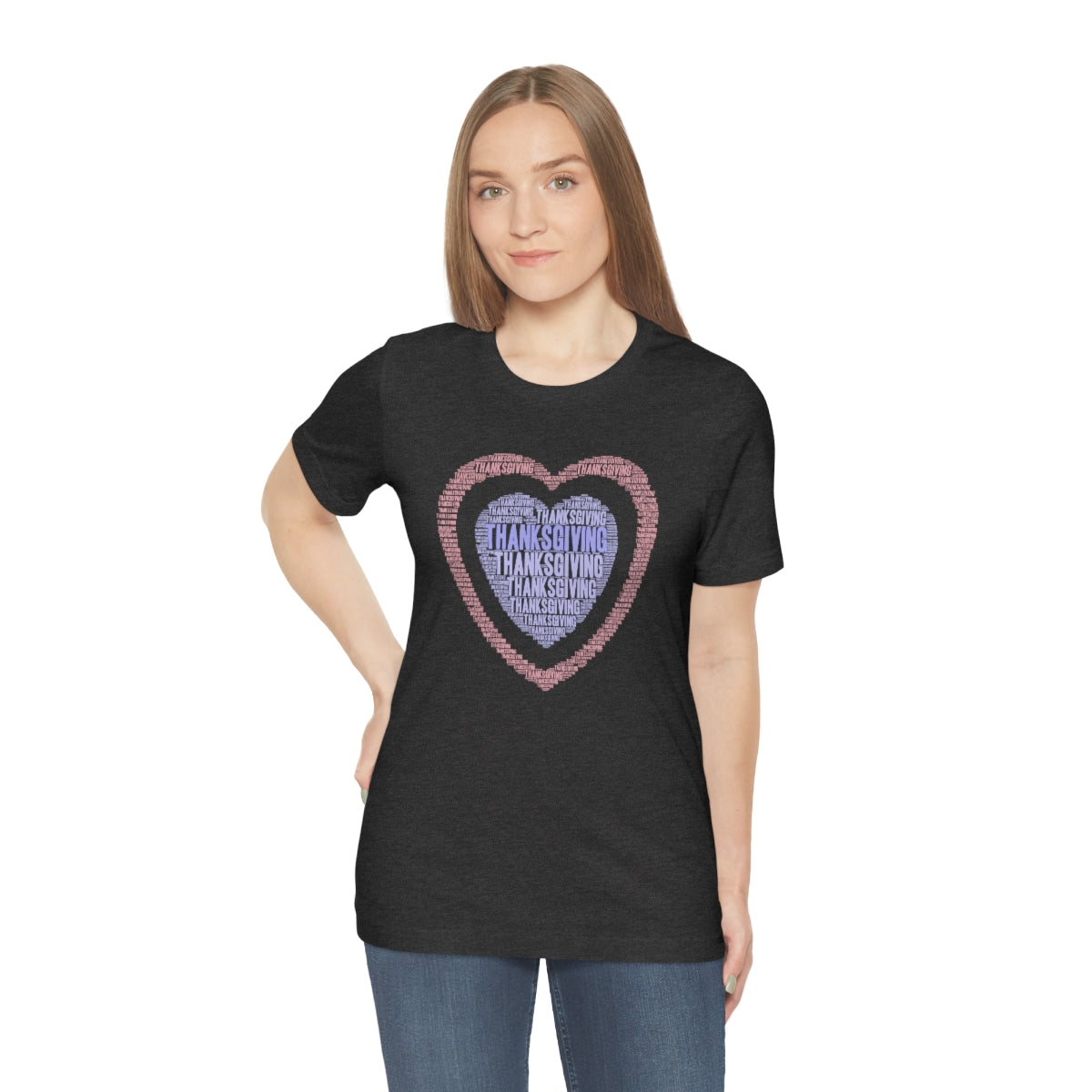 Cute Heart Thanksgiving Tshirt Design | Thanksgiving TShirt | Thanksgiving T-Shirt | Thanksgiving Teeshirt Design on Unisex Jersey Short Sleeve Tee