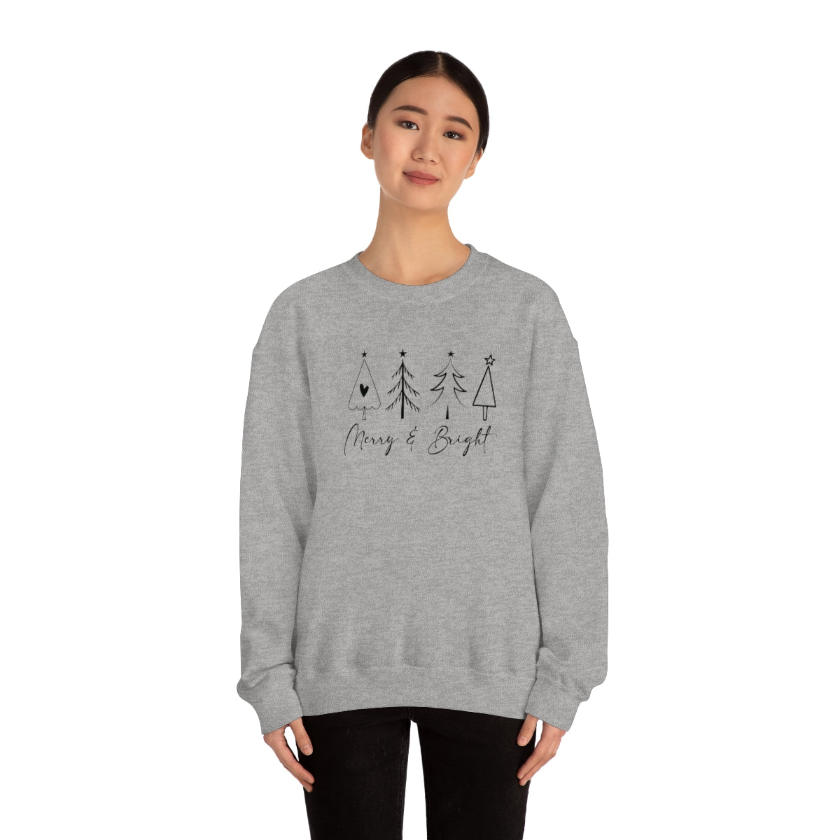 Merry & Bright Simple Christmas Xmas Trees Holiday Sweatshirt