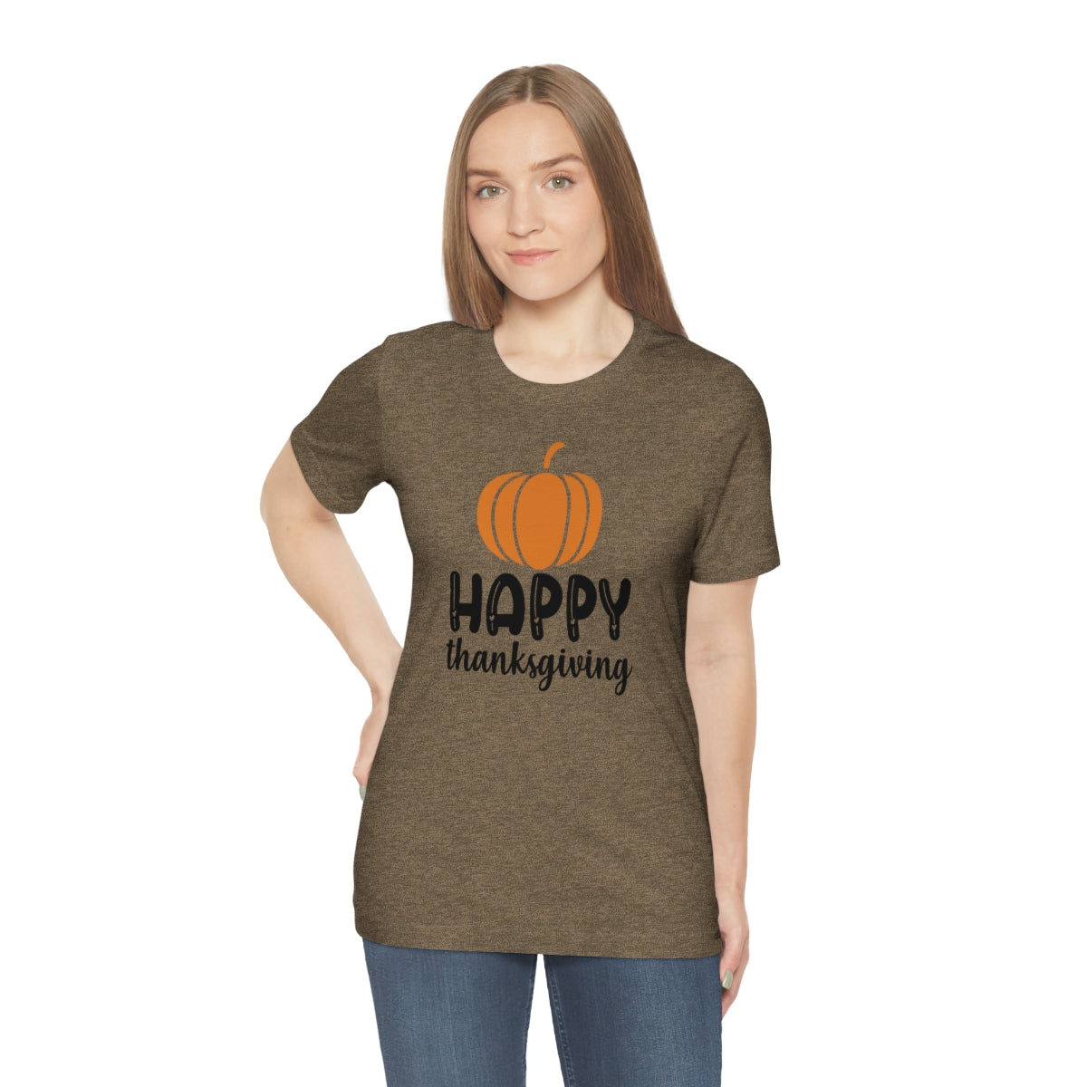 Happy Thanksgiving Pumpkin Tshirt Design | Thanksgiving TShirt | Thanksgiving T-Shirt | Thanksgiving Teeshirt Design on Unisex Jersey Short Sleeve Tee