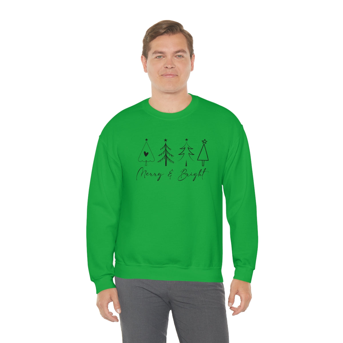 Merry & Bright Simple Christmas Xmas Trees Holiday Sweatshirt