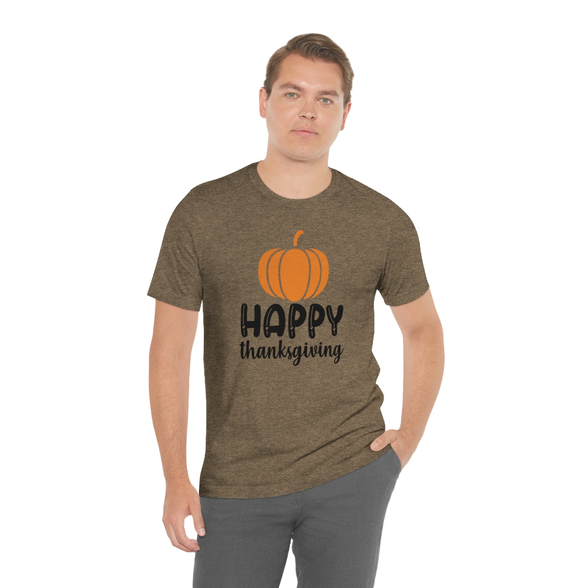 Happy Thanksgiving Pumpkin Tshirt Design | Thanksgiving TShirt | Thanksgiving T-Shirt | Thanksgiving Teeshirt Design on Unisex Jersey Short Sleeve Tee