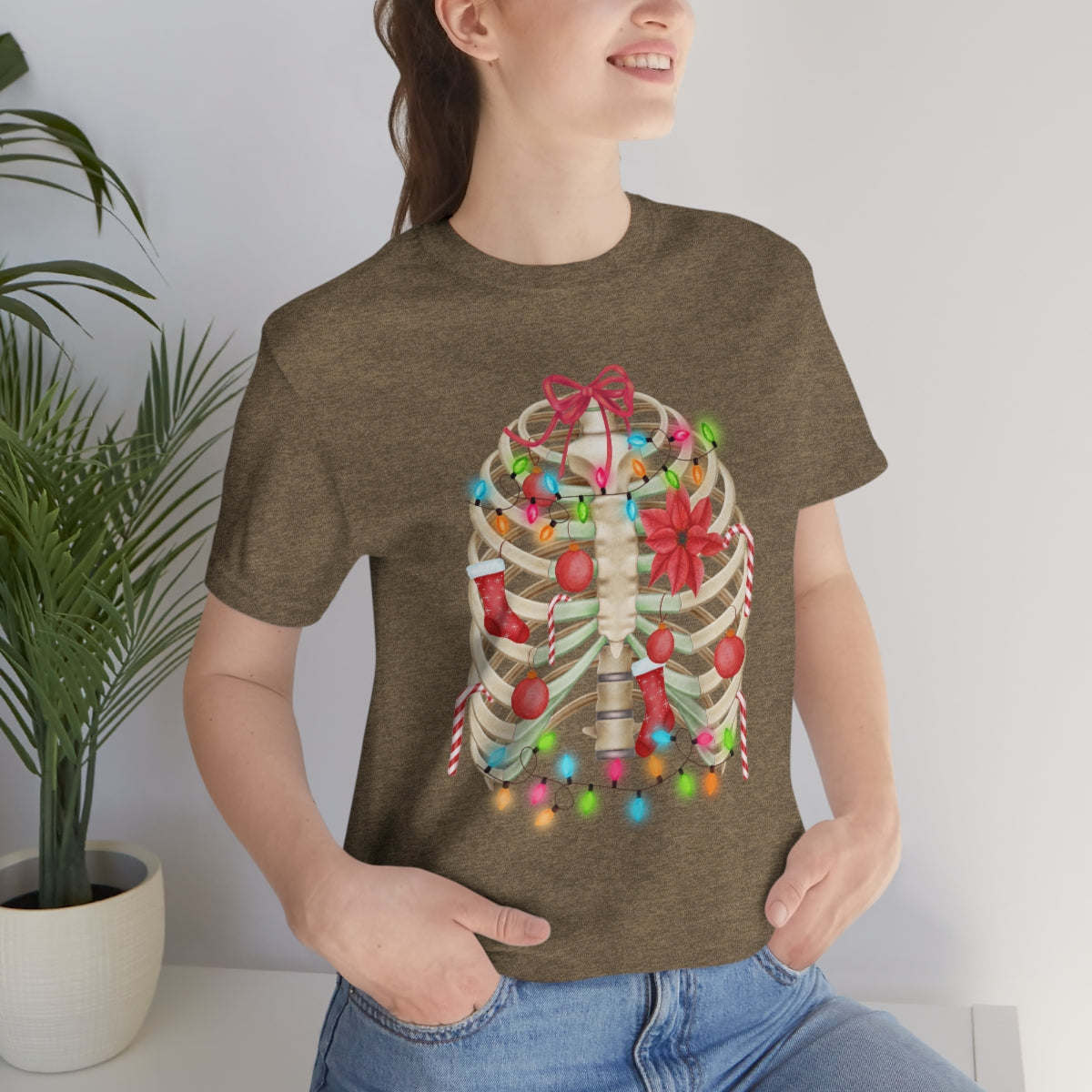 Skeleton Ribcage with Christmas Lights Tshirt