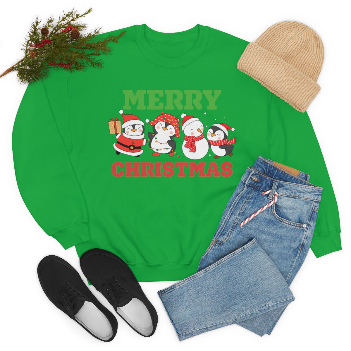 Merry Christmas Cute Penguins Xmas Holiday Sweatshirt