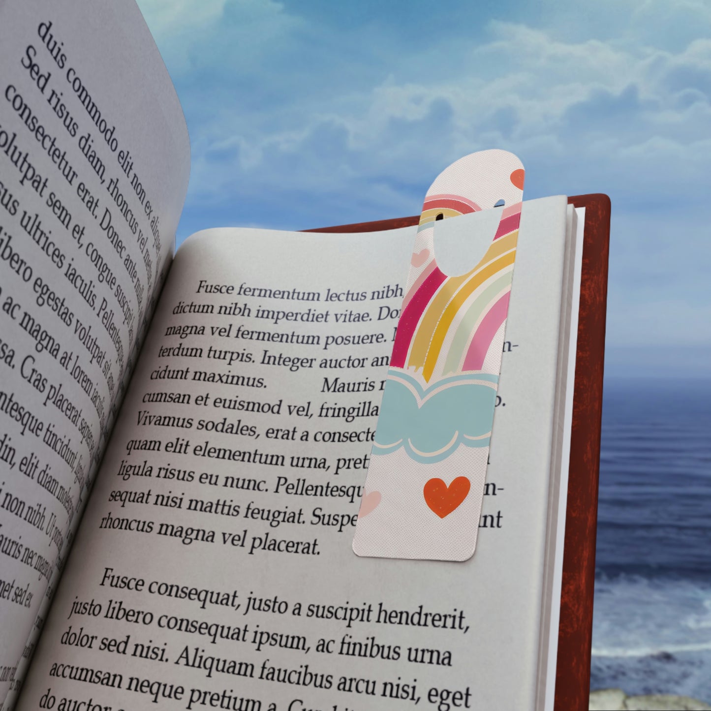 Pink Cute Valentines Day Rainbow Bookmark
