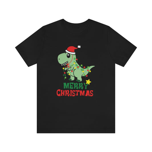 Christmas Dino w Lights & Hat Teeshirt