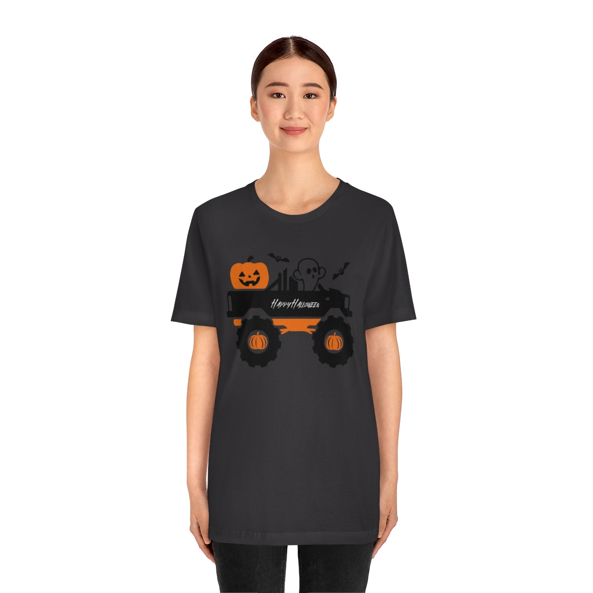 Big Rig Ghost Happy Halloween, Pumpkin Tshirt, Funny TShirt Design on Unisex Jersey Short Sleeve Tee