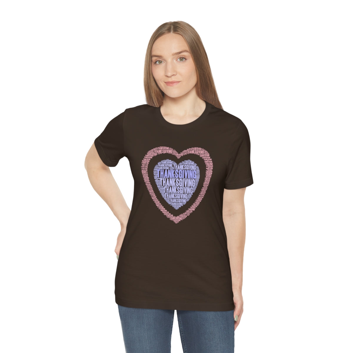 Cute Heart Thanksgiving Tshirt Design | Thanksgiving TShirt | Thanksgiving T-Shirt | Thanksgiving Teeshirt Design on Unisex Jersey Short Sleeve Tee