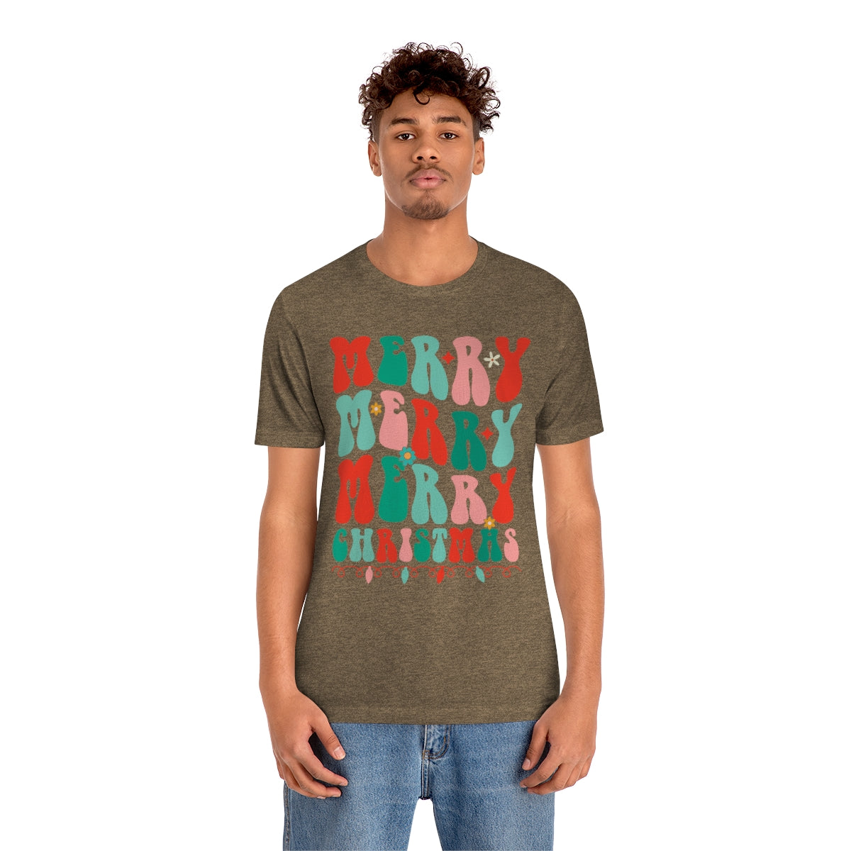 Retro Merry Merry Merry Christmas Xmas Holiday Tshirt