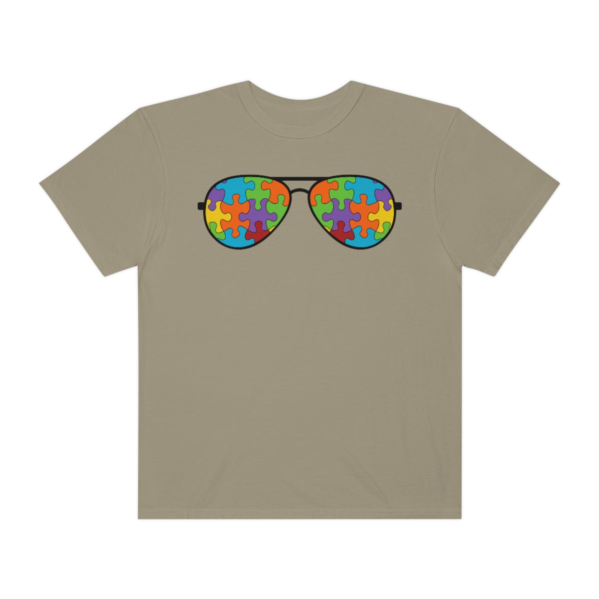 Cool Rayban Theme Sunglasses Puzzle Pieces Autism Awareness Tshirt