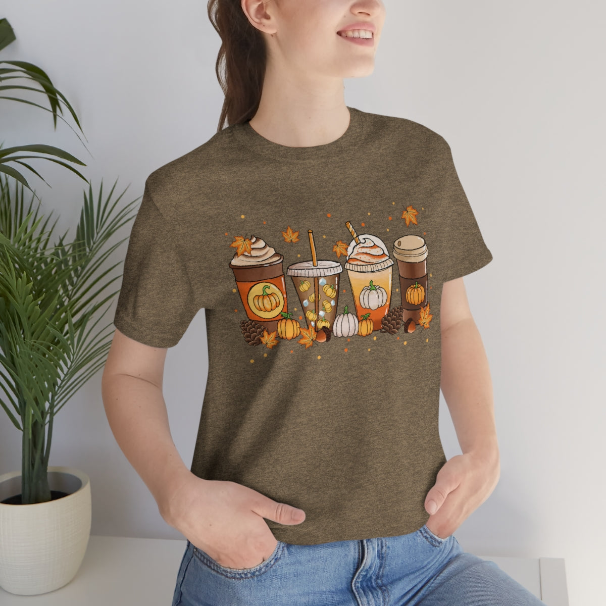 Fall Coffee Shirt Pumpkin Spice Coffee Design Short Sleeve Tshirt