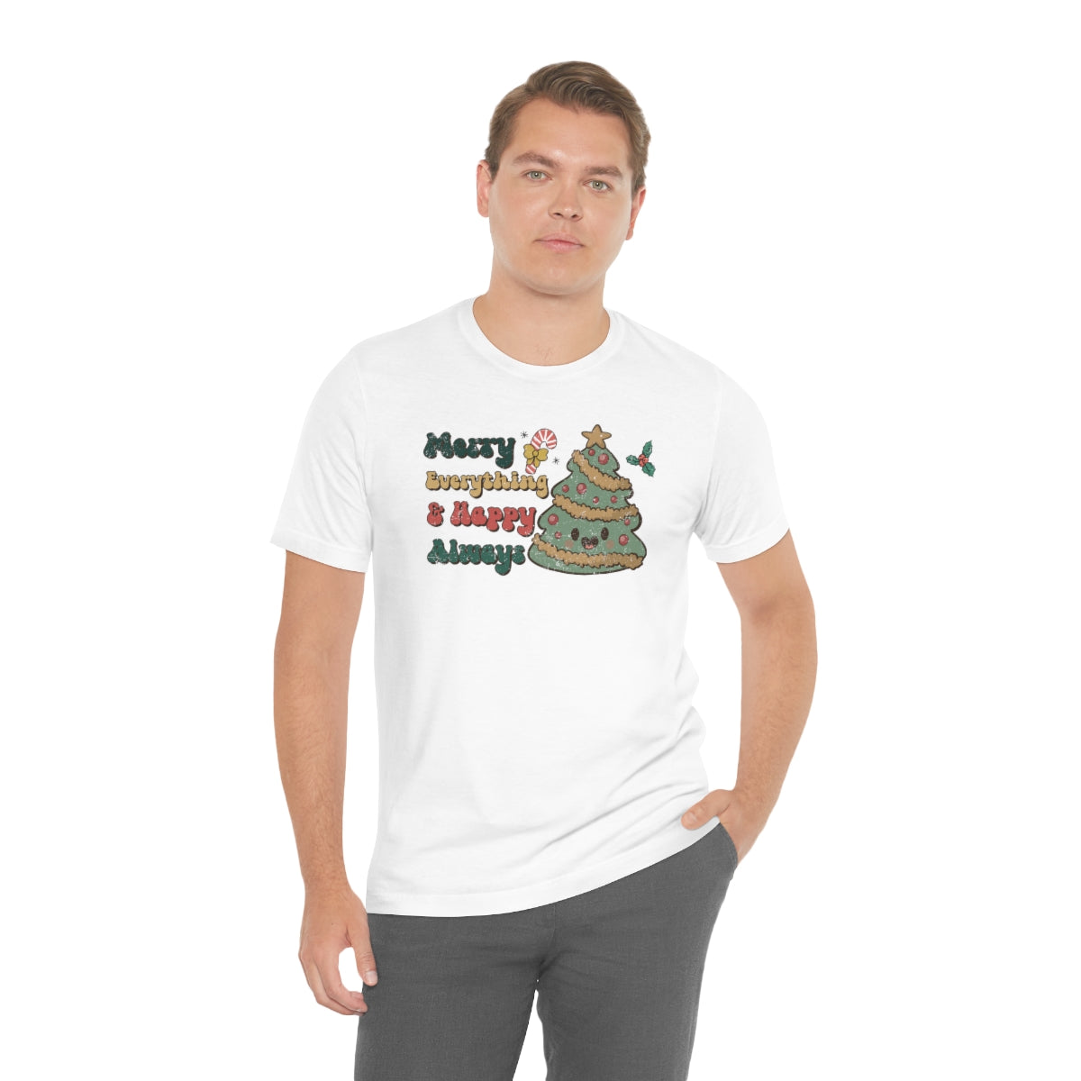 Merry Everything Tree Retro Christmas Tshirt