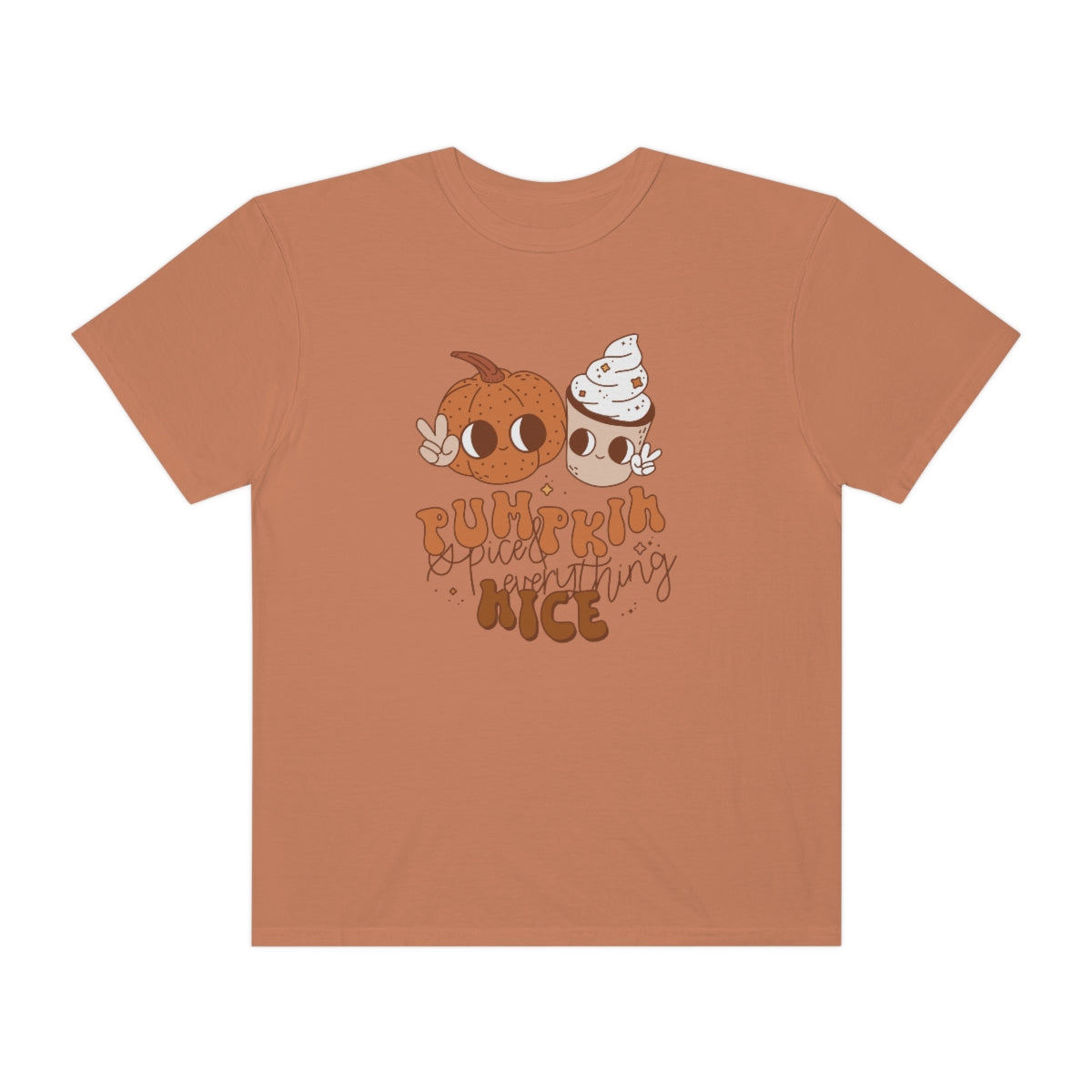 Pumpkin Spice Everything Cute Coffee & Pumpkin Halloween Design, Halloween Tshirt, Funny Tshirt Design on Unisex Garment-Dyed T-shirt