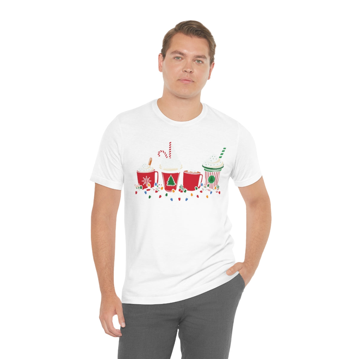 Starbucks Themed Peppermint Coffee Cups Christmas Holiday Tshirt