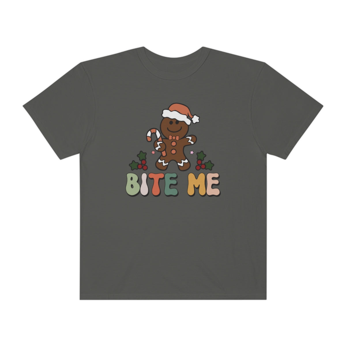 Bite Me Gingerbread Cookie Retro Christmas Tshirt