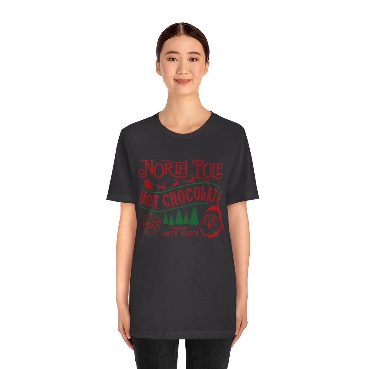 North Pole Premium Hot Chocolate Santa Approved Christmas Holiday Tshirt