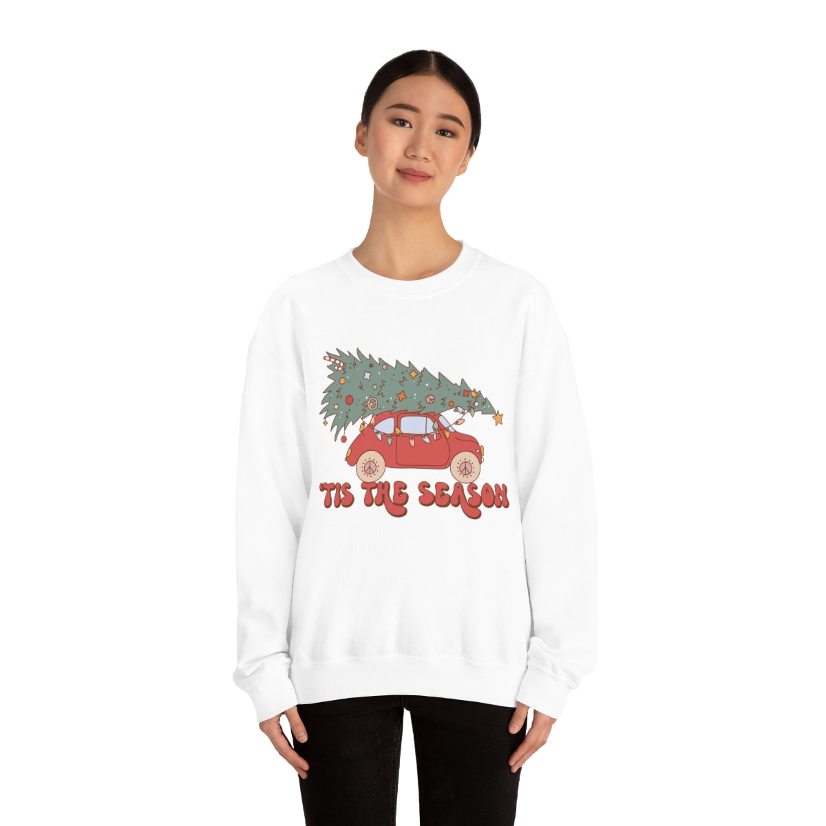 Tis the Season Groovy VW Bug Christmas Xmas Holiday Sweatshirt