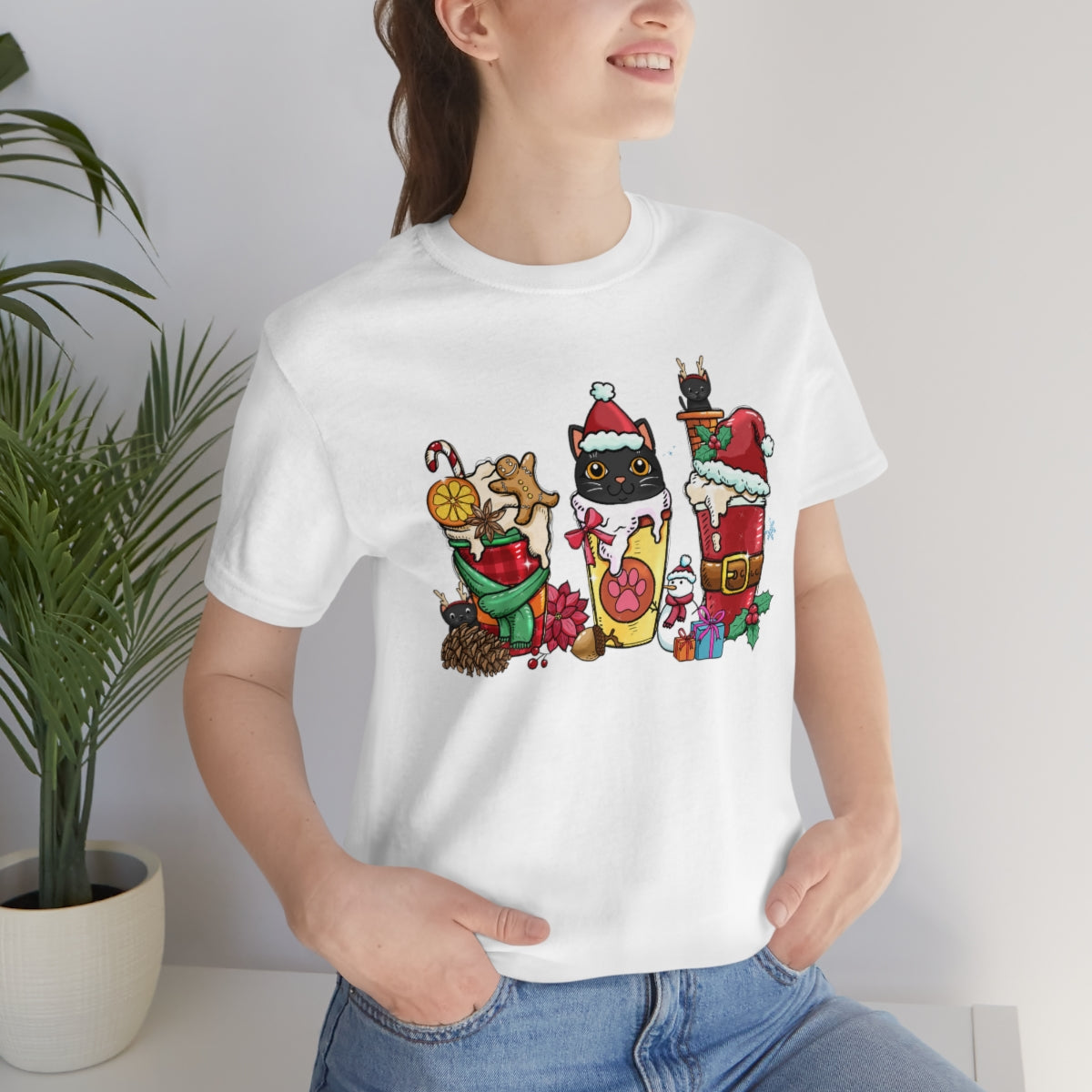 Black Cat Christmas Coffee Xmas Tshirt