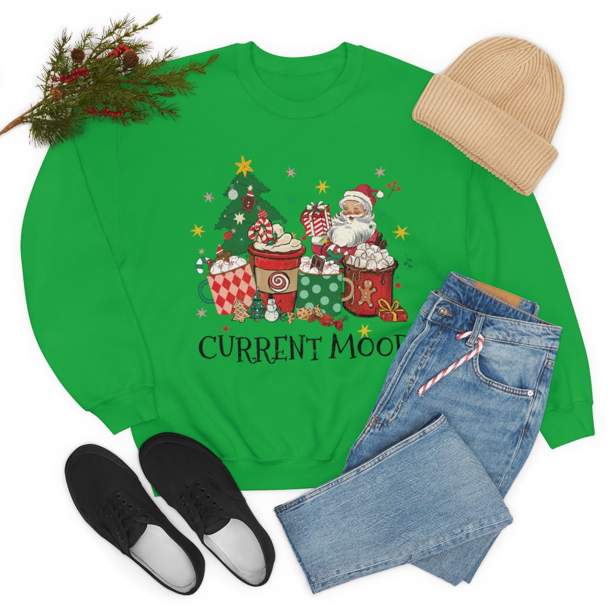 Current Mood Vintage Santa with Presents Christmas Sweatshirt