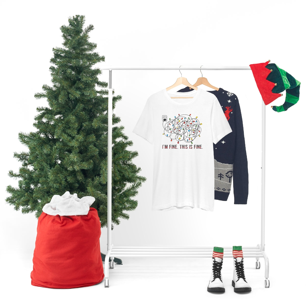 I'm Fine, This is Fine Christmas Lights ChristmasTshirt