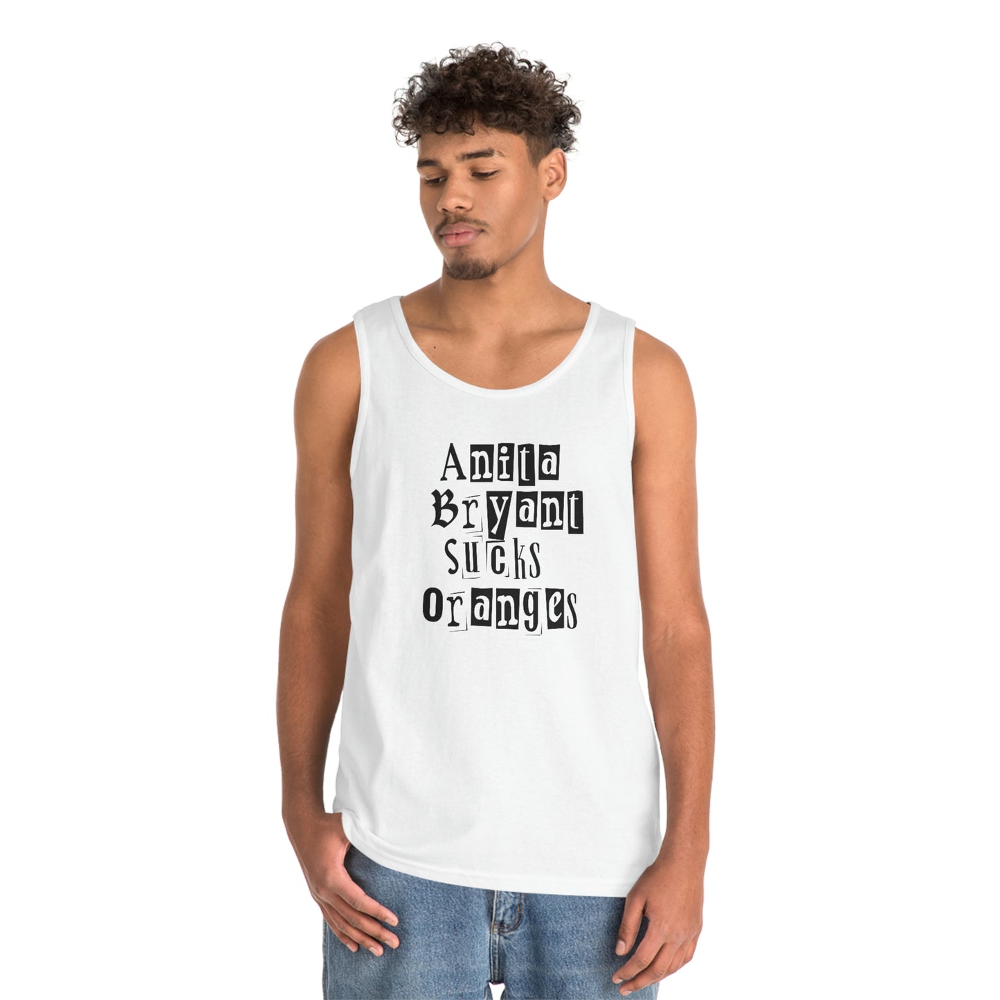 Anita Bryant Sucks Oranges Graffiti Style Font Two Sided Tank Top Gay Pride Flag