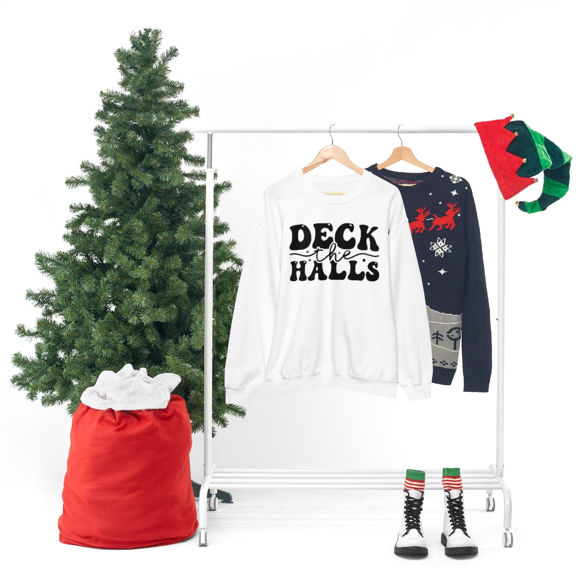 Deck the Halls Retro Lettering Christmas Sweatshirt