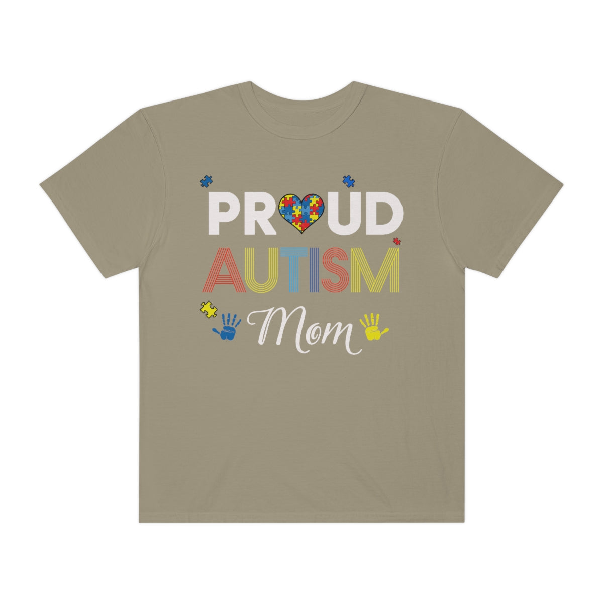 Proud Autism Mom with Hands Puzzle Pieces Autism Awareness Tshirt