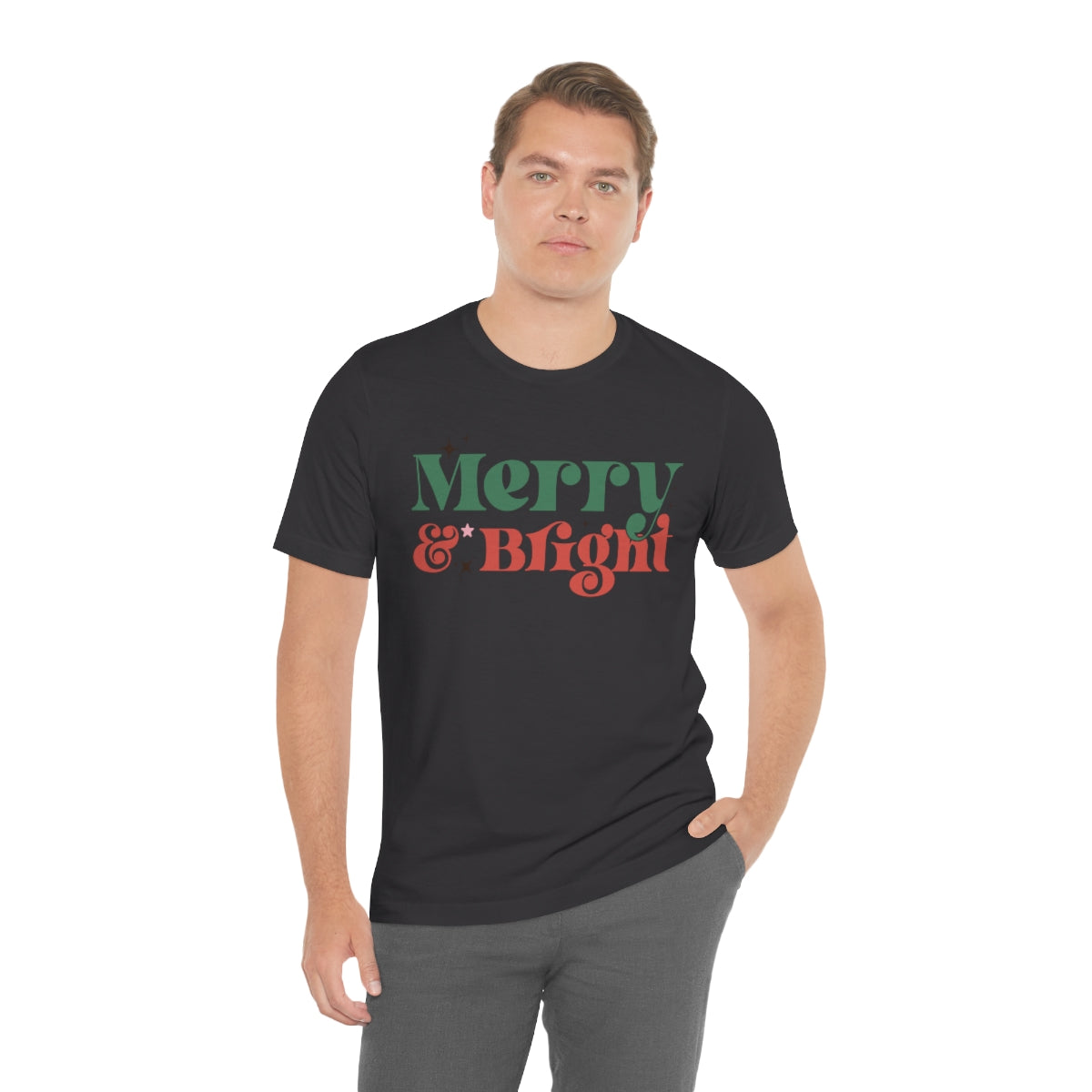 Retro Merry & Bright Vintage Style Christmas Xmas Holiday Tshirt