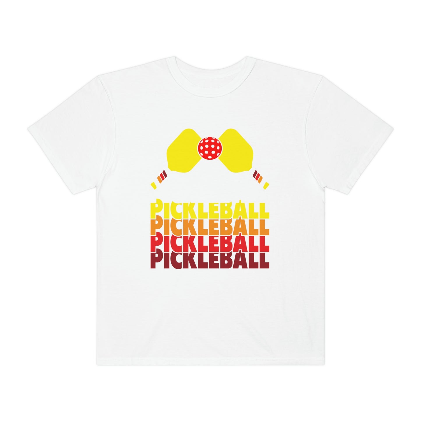 Pickleball Rackets Cool Yellow Retro Design Tshirt