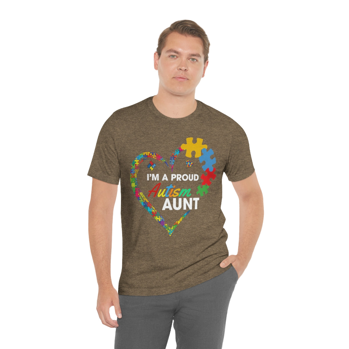 Proud Autism Aunt Heart Puzzle Pieces Tshirt