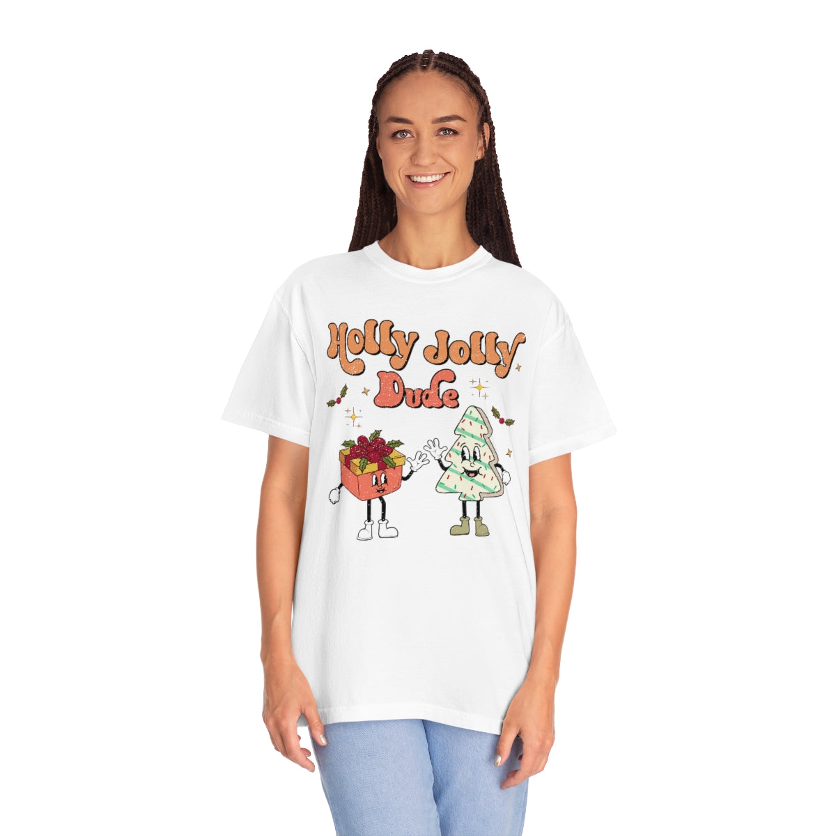 Holly Jolly Dude Retro Christmas Tshirt