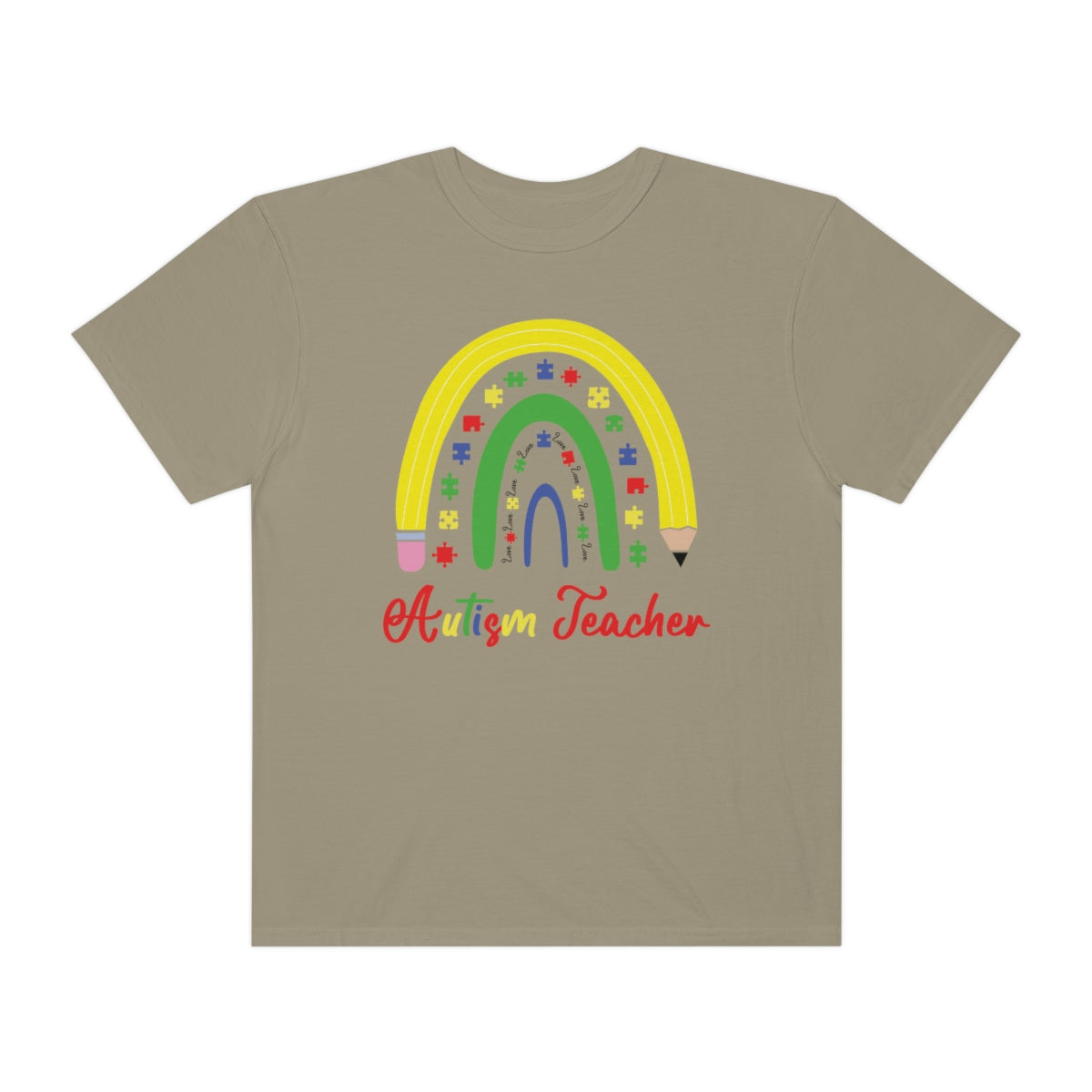 Cute Rainbow Pencil Teacher Autism Awareness Tshirt