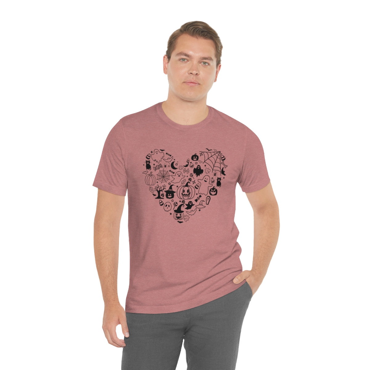 Heart Happy Halloween Tshirt Design on Unisex Jersey Short Sleeve Tee