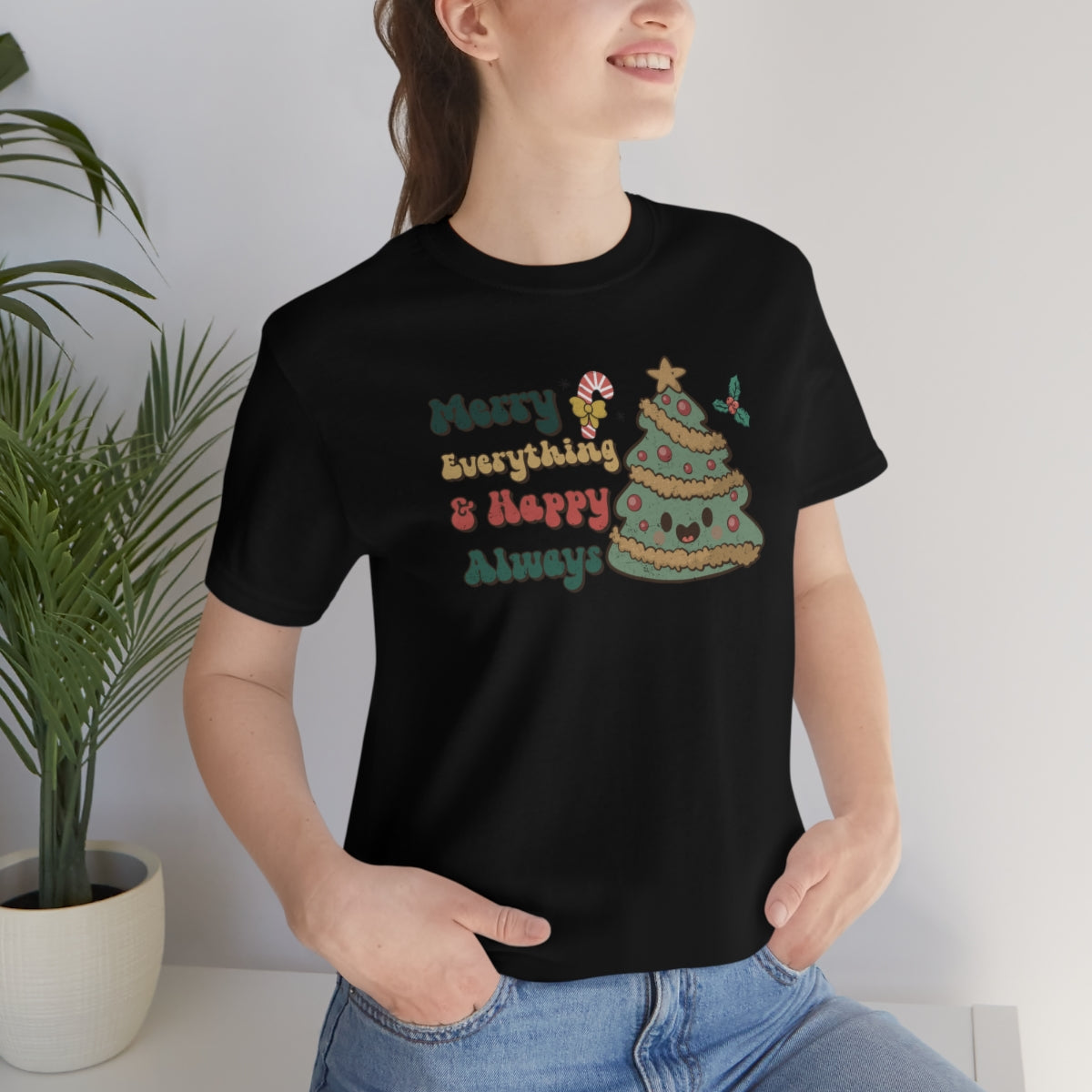 Merry Everything Tree Retro Christmas Tshirt