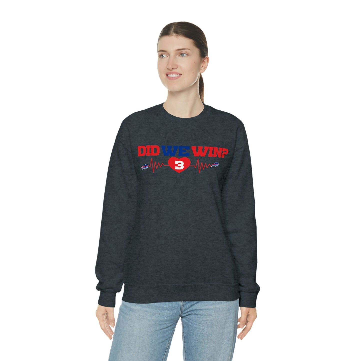 Did We Win? Heartbeat #3 Damar Hamlin Buffalo Bills Logo Crewneck Sweatshirt