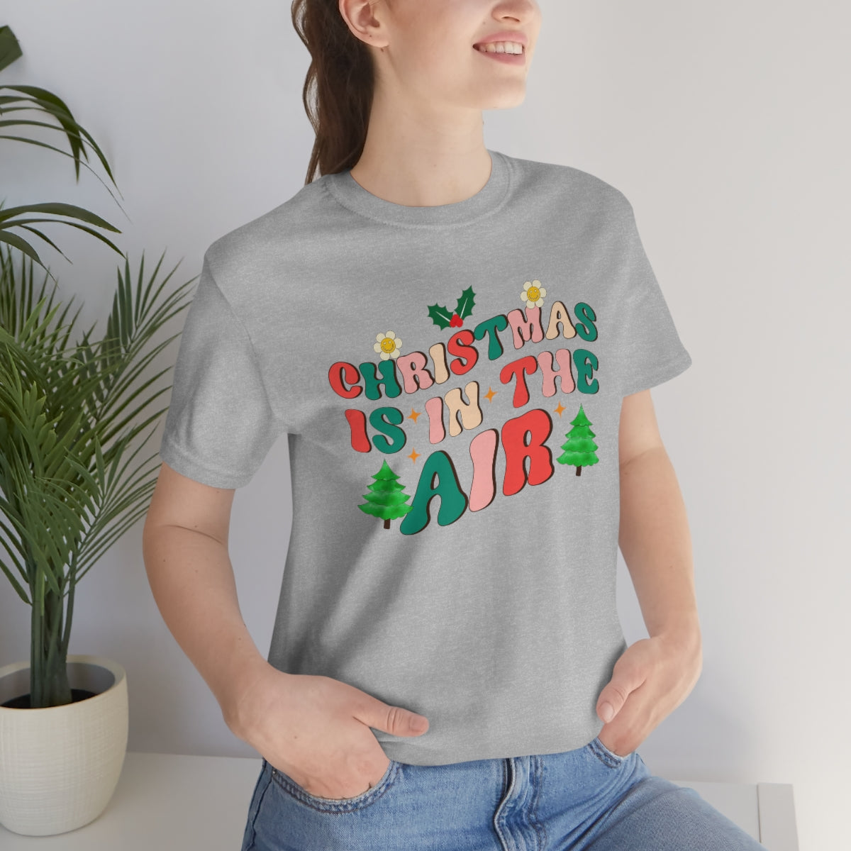 Retro Christmas is in the Air Cute Xmas Trees Holiday Tshirt