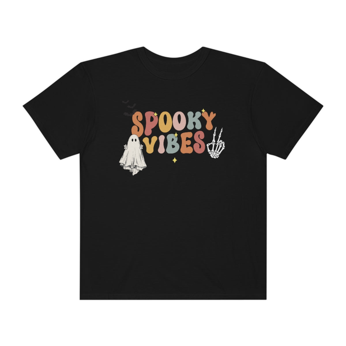 Spooky Vibes Retro Lettering Design, Halloween Tshirt, Funny Tshirt Design on Unisex Garment-Dyed T-shirt