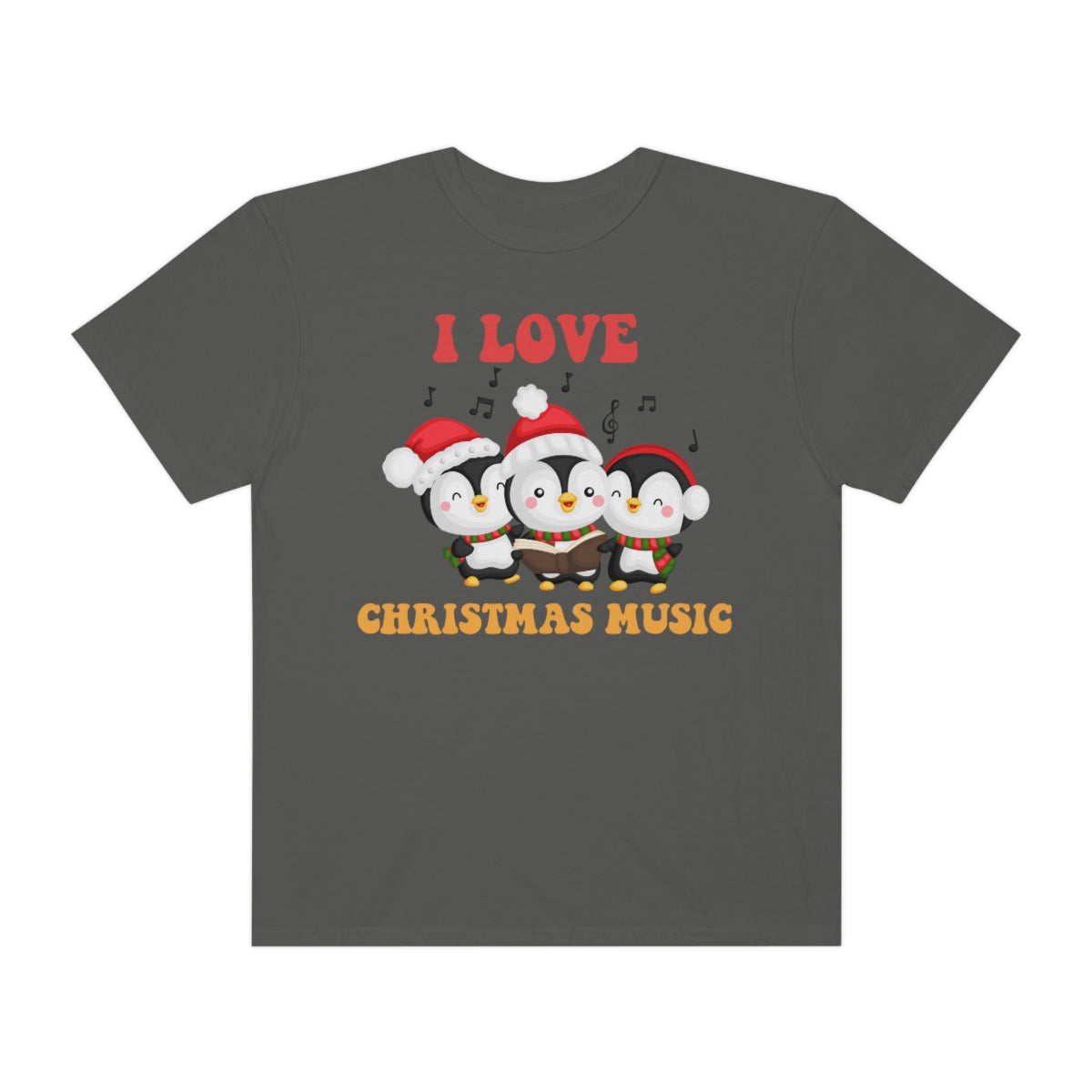 Cute I love Christmas Music Singing Caroling Penguins Holiday Xmas TShirt