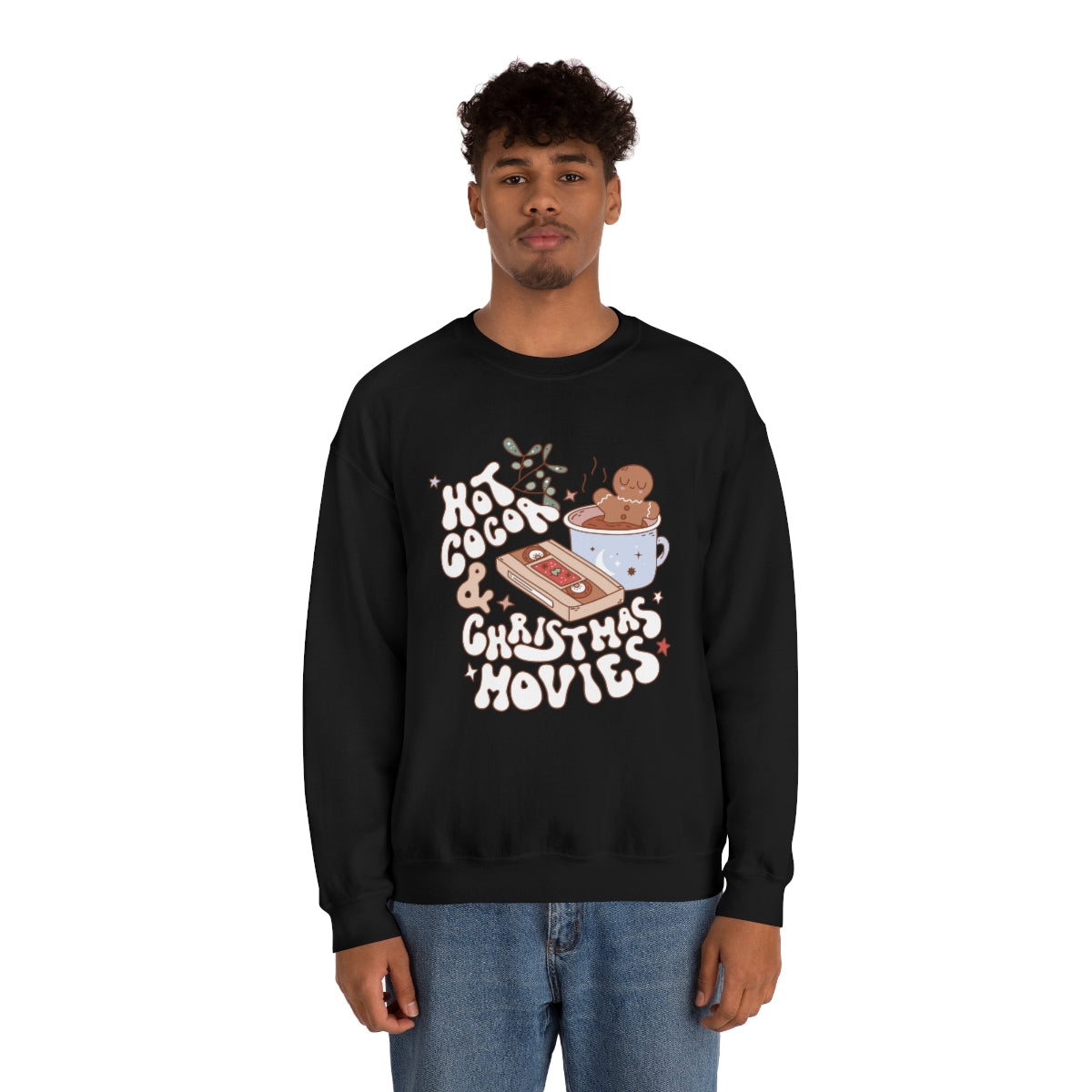 Hot Cocoa & Christmas Movies Retro Style Sweatshirt