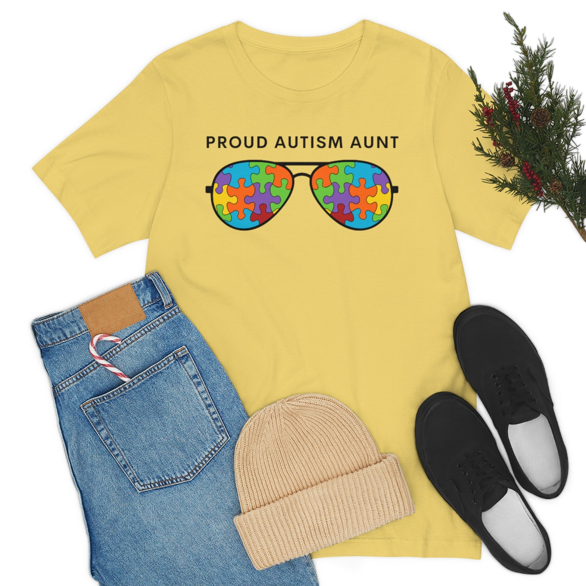 Proud Autism Aunt Sunglasses Tshirt