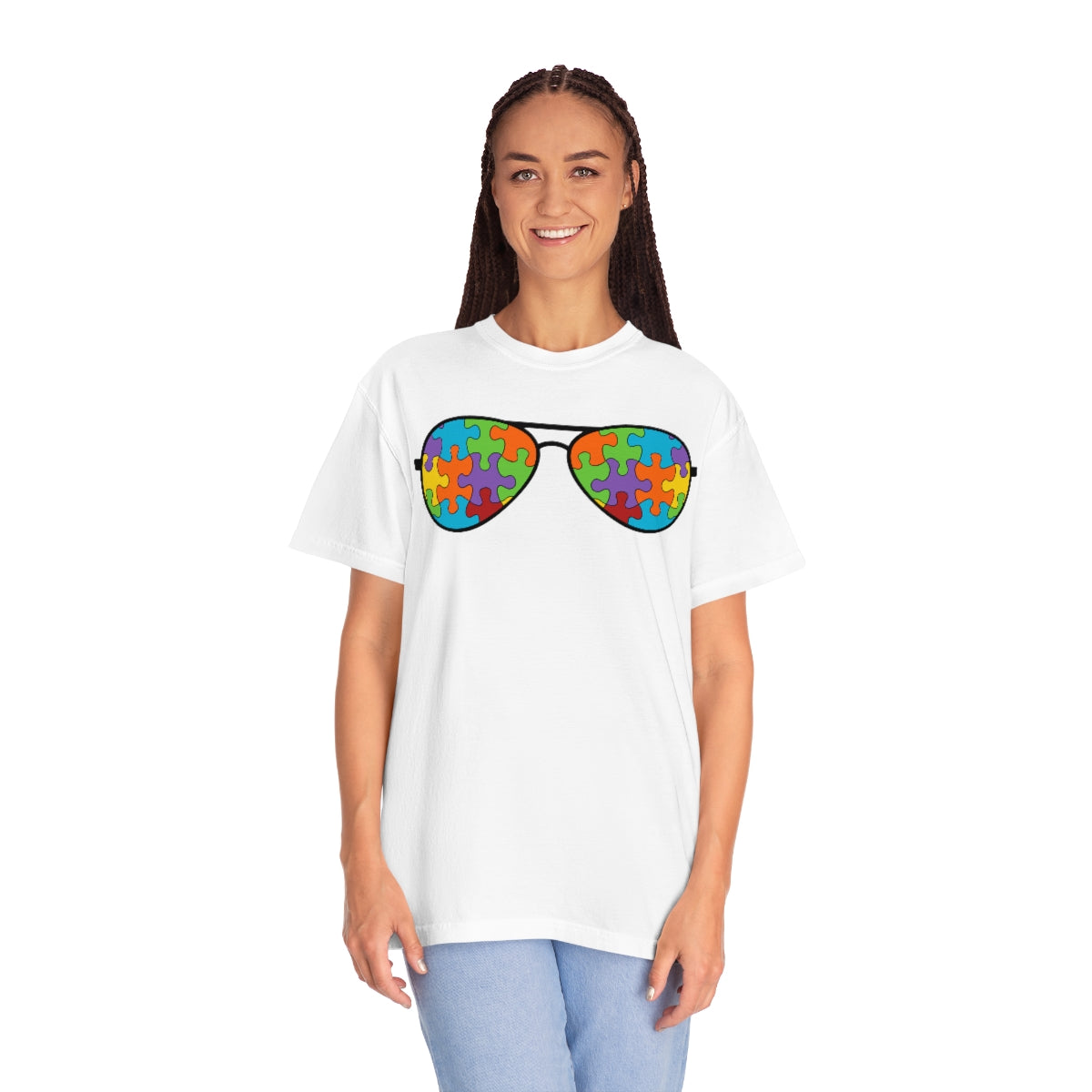 Cool Rayban Theme Sunglasses Puzzle Pieces Autism Awareness Tshirt