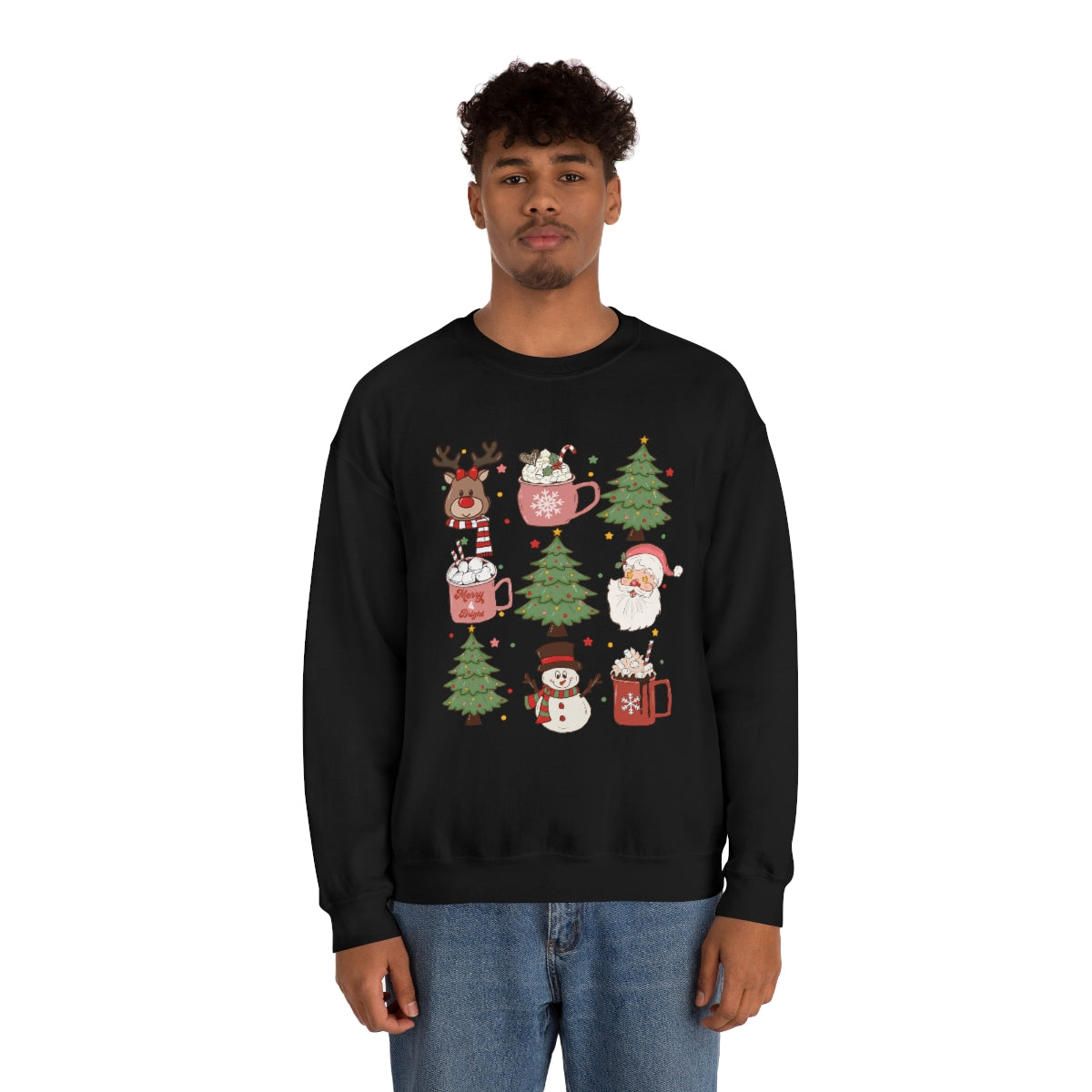 Cute Snowman Santa Reindeer Christmas Xmas Holiday Sweatshirt