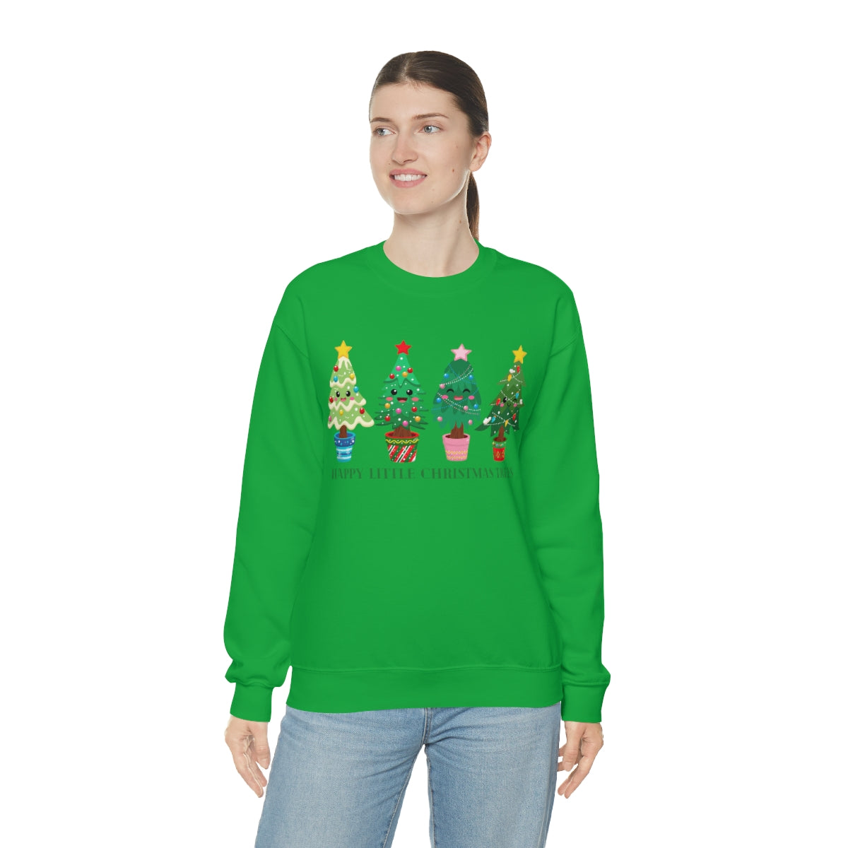 Happy Little Christmas Trees Xmas Holiday Sweatshirt