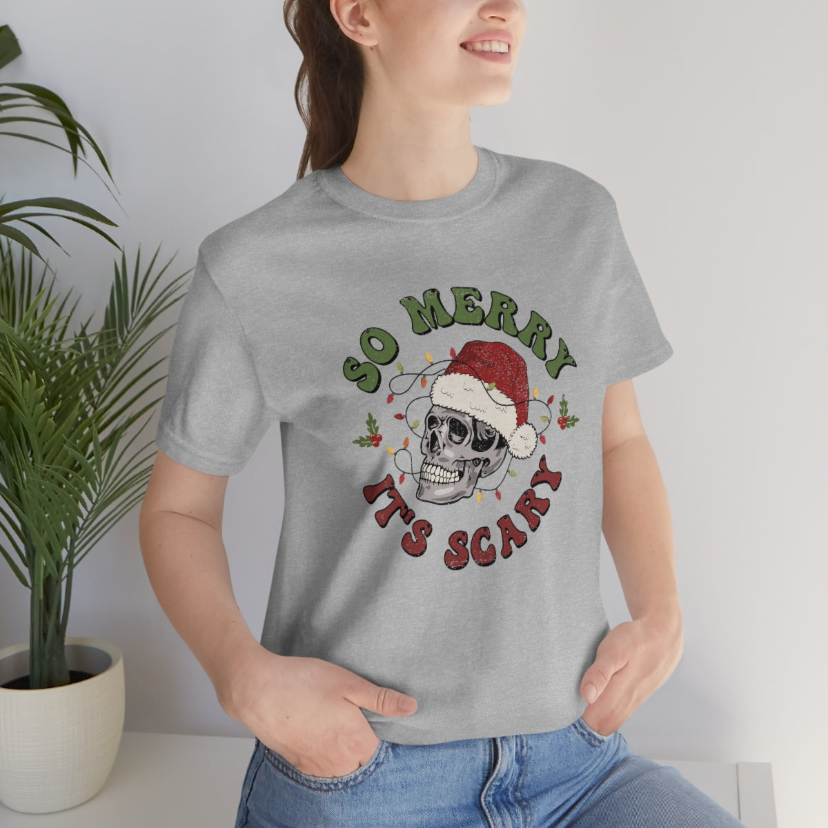 So Merry its Scary Skeleton Christmas Holiday Tshirt