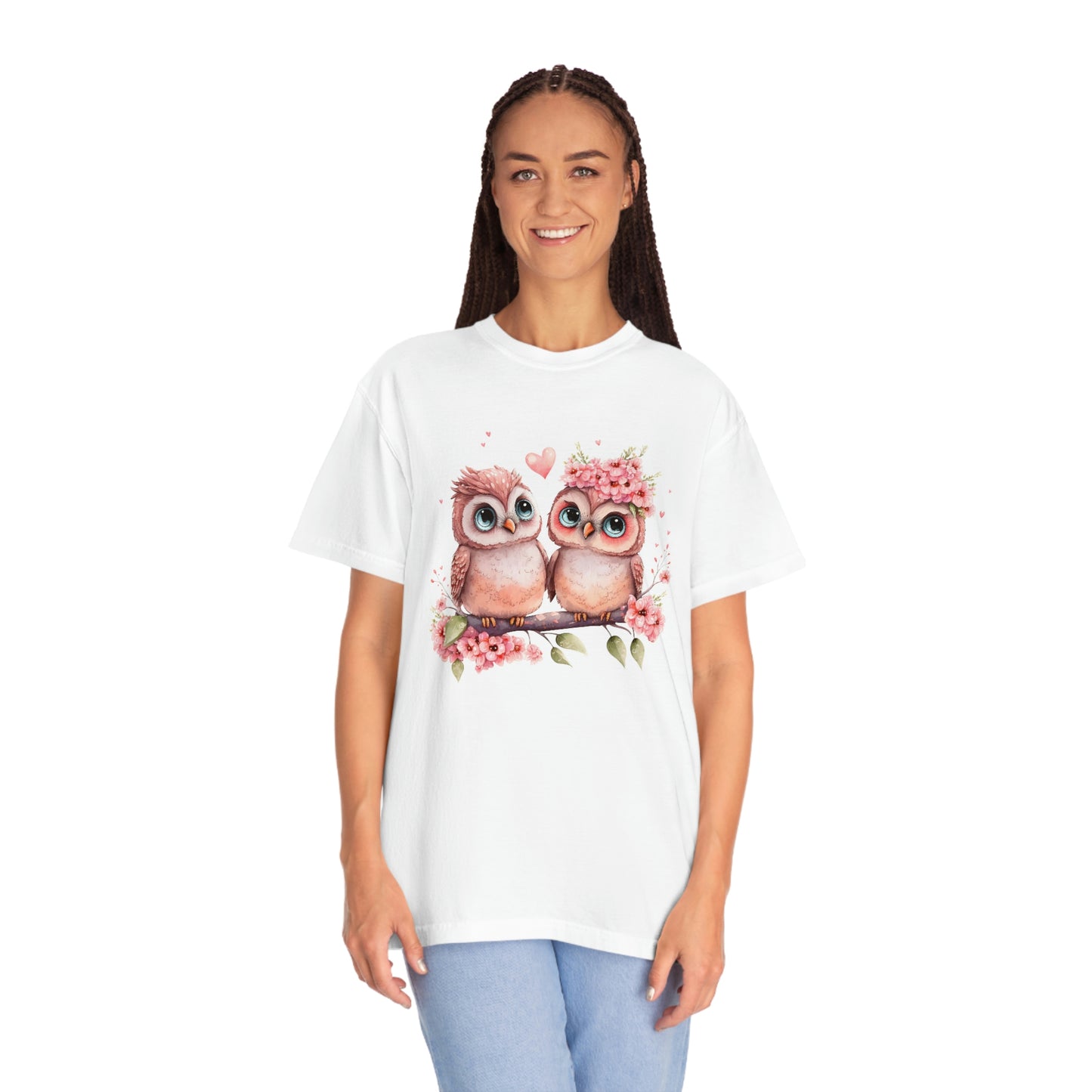 Adorable Valentines Day Owl Couple on Branch Tshirt