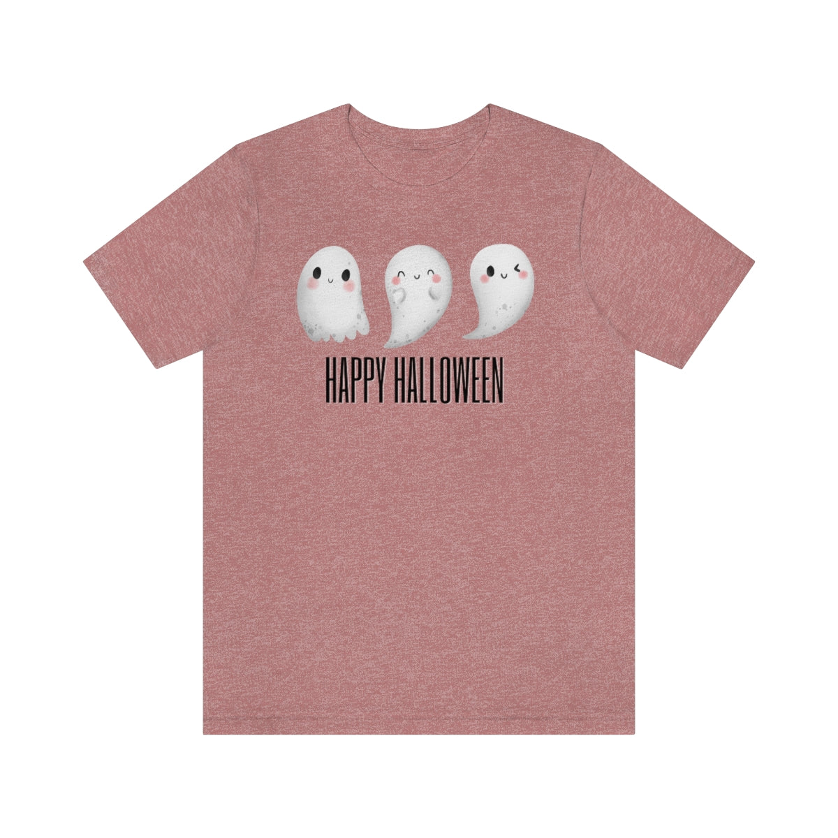 Three Ghosts Cute Happy Halloween Tshirt, Funny TShirt Design on Unisex Jersey Short Sleeve Tee