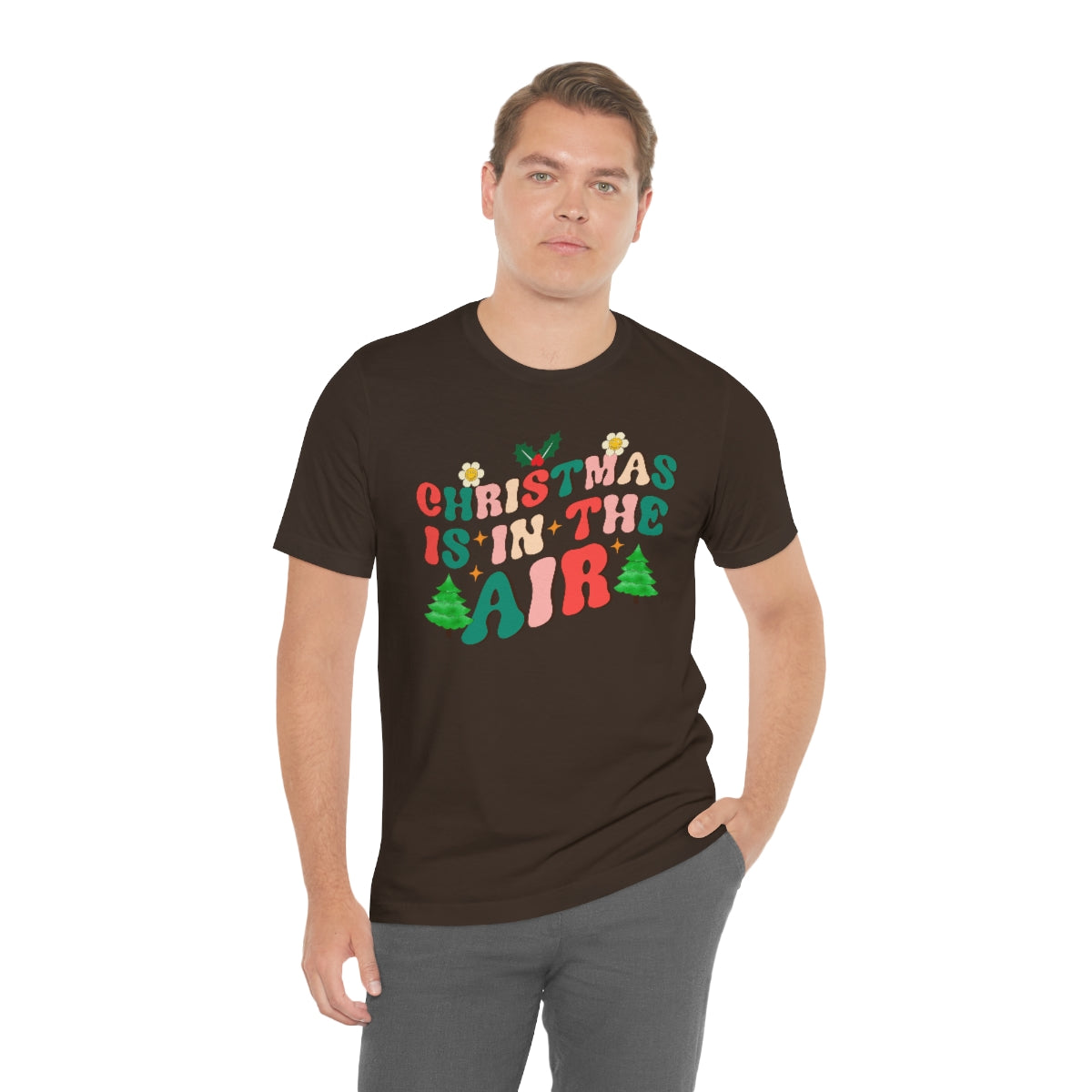 Retro Christmas is in the Air Cute Xmas Trees Holiday Tshirt