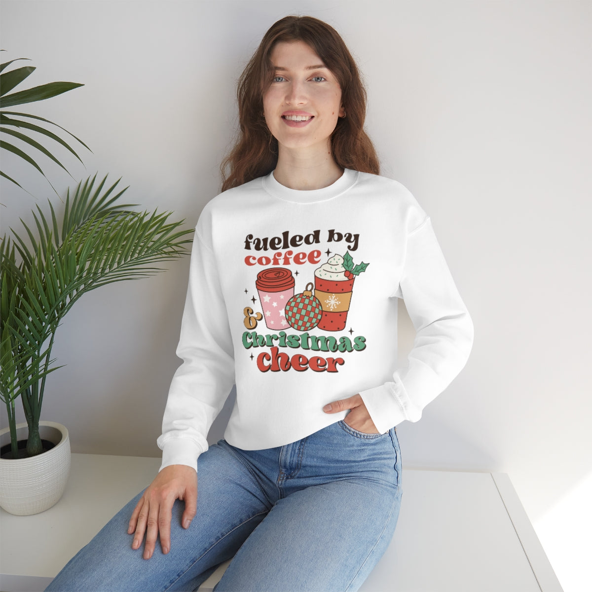 Fueled by Coffee and Christmas Cheer Xmas Holiday Sweatshirt