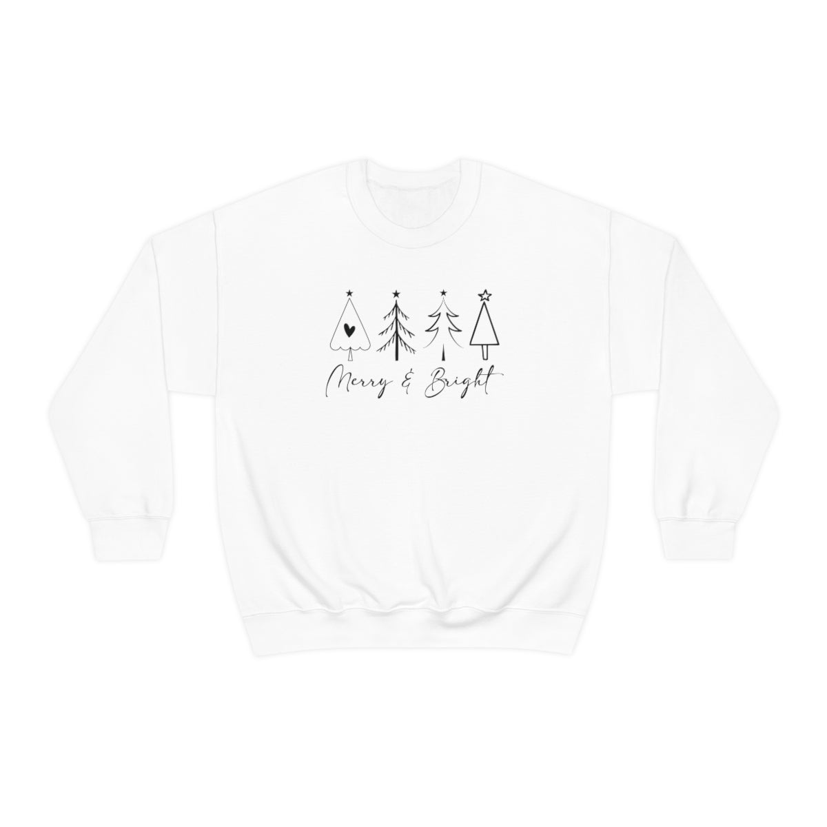 Merry & Bright Simple Christmas Xmas Trees Holiday Sweatshirt